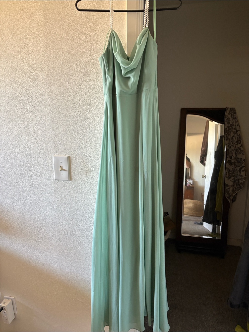 Macy's Mint Green Cowl Neck Maxi Dress